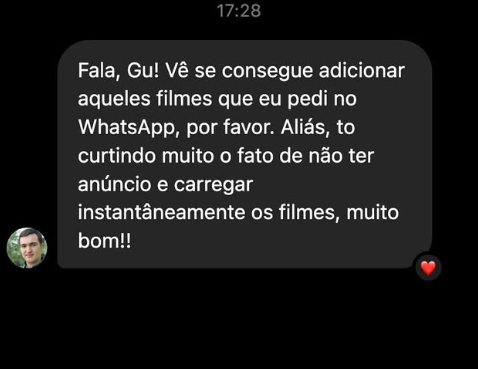 Depoimento de assinante do CineHub