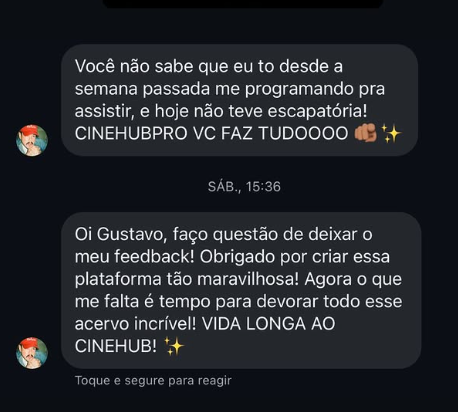 Depoimento de assinante do CineHub